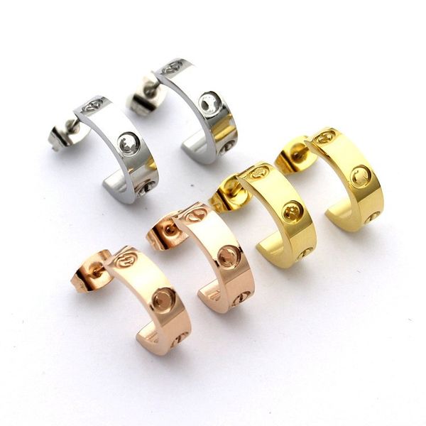 15mm piccolo senza pietra Designer di lusso amore cerchio in acciaio inossidabile 316L 18k oro rosa argento orecchini da donna ragazze gioielli da sposa