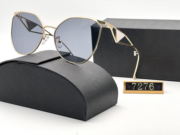 Designer-Sonnenbrille für Damen und Herren, neues Modell, spezielle UV-400-Schutzbuchstaben, Bein, Doppelstrahl, Metallrahmen, Markendesign, 7276