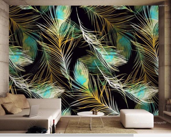Sfondi Custom Abstract Feather Modern 3d Wallpaper Soggiorno Tv Parete Camera da letto Carte Decorazioni per la casa Bar Ristorante Murale