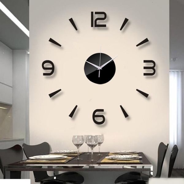 Стеновые часы 3D стены на стенах зеркало наклейки на стенах моды гостиная Quartz Watch Diy Home Decoration Clocks Sticker Reloj de Pared 230329