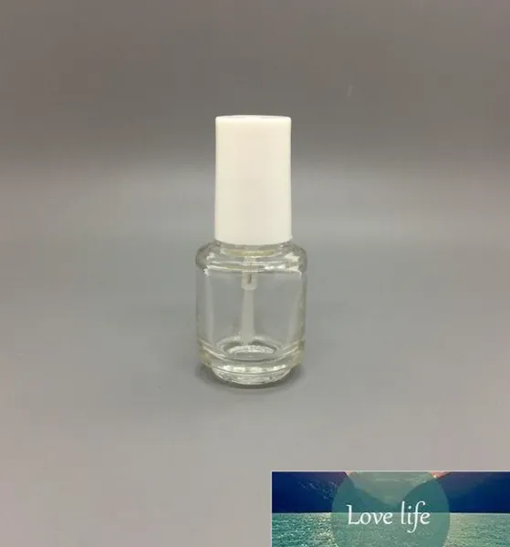 Klassische 5 ml runde Form nachfüllbare leere Klarglas-Nagellackflasche für Nagelkunst mit weißen Kappen der schwarzen Kappe der Bürste