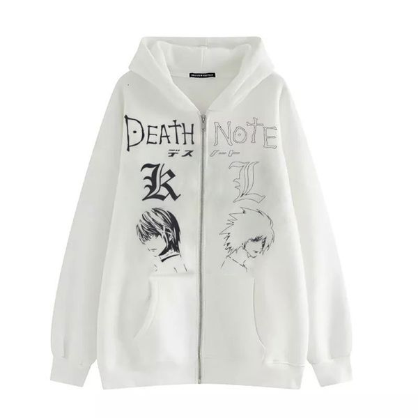 Mulheres Hoodies Moletons Zipper Hoodie Death Note Kawaii Venda Direta Harajuku Y2K Jaqueta Indefinida Kpop Manga Longa Roupas Womens Jack 230329R0FG