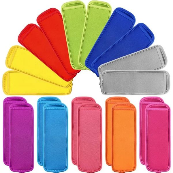 500pcs Navio rápido 12 Cores Popsicle Helters Tool Ice Pop Tool Tool Sleves Sleeves Sleeves Isolamento Crianças Freezer Kids Summer Tools A0329