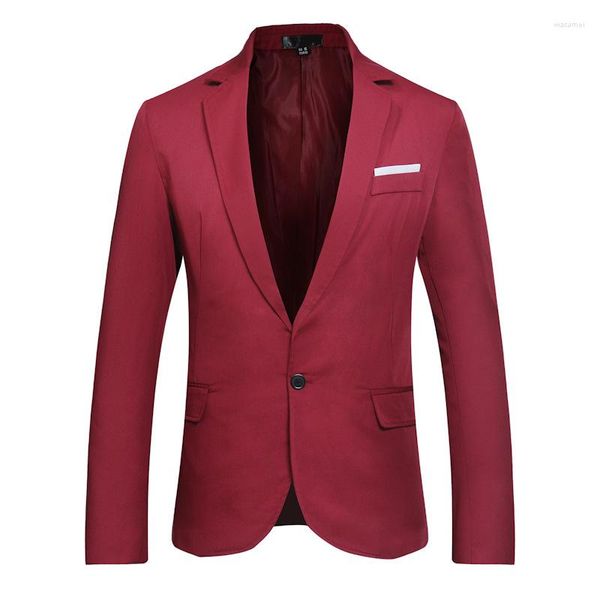 Abiti maschili da uomo rosso un bottone blazer 2023 marca slim fit da uomo che toeletta la giacca da smoking maschile