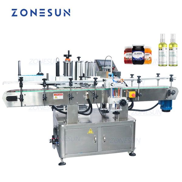 ZONESUN Industrial Equipment Automatische runde Glasflasche Dosenetikettiermaschine Maschinenetikettenaufkleber für kosmetisches Öl