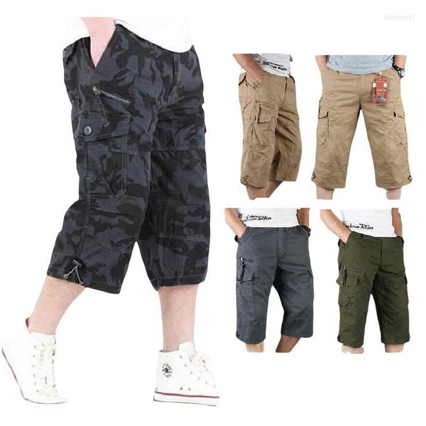 Pantaloni da uomo Cargo al polpaccio Uomo Estate Casual Cotone Multi tasche Pantaloni da equitazione Pantaloni mimetici militari 13 colori