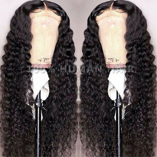 Parte de renda frontal de cabelos humanos perucas molhadas e onduladas cabelos humanos de 8 polegadas Remy Cabelo curto cacheado para mulheres negras sem costura