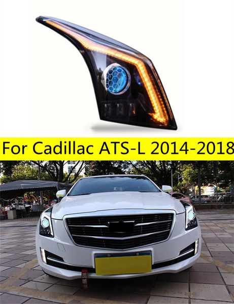 Авто фары для Cadillac ATS-L 20 14-20 18 ATS L фары светодиодные DRL ходовые огни биксеноновые противотуманные фары ангельские глазки