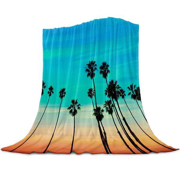 Coperte Beach Sunset Ocean Light Coperta di flanella sottile Coperte personalizzate Gettare sul divano letto Copriletto da viaggio Queen King Size Super Warm Soft 230329