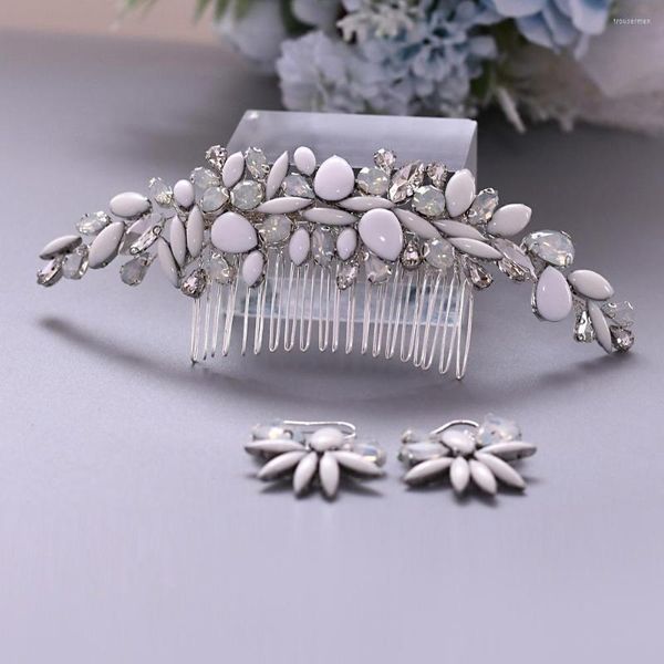 Kopfbedeckungen HP270 Braut Haarzubehör für Frauen Hochzeit Kristall Kamm Set Strassbraut Clips Brautjungfer Geschenk