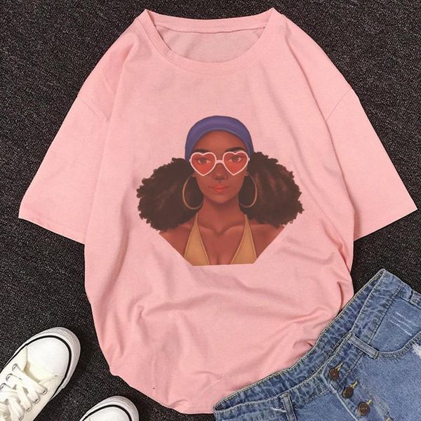 T-shirt da donna Cool Melanin Black Girl Shirt Donna Sexy Sigaretta da mangiare Top T-shirt stile hip-hop Streetwear T-shirt femminile casual