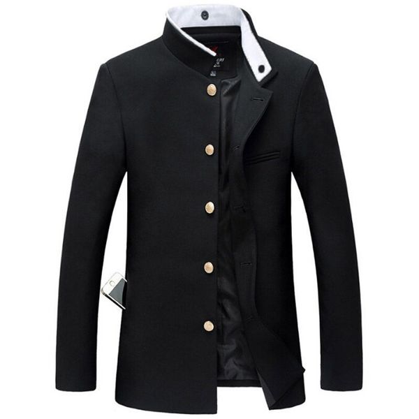 Ternos masculinos Blazers Men Men Black Slim Tunic Jacket Single Blazer Blazer Japanese School Uniform College Casal 230329