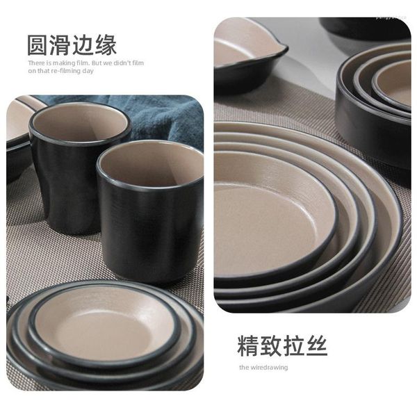 Dinnerware Sets Melamine Tableware Duas Plate Duas cores Creative Barbecue Sushi 2-12 Pessoas Conjunto