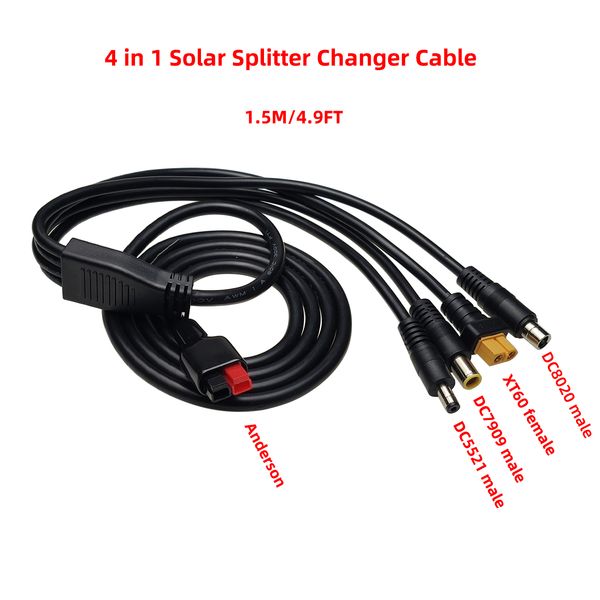 Solar Splitter Ladekabel Elektronik 30A Power Pole Port auf 4X Stecker Adapterkabel DC8mm XT60 DC5521 DC8020 für tragbare Kraftwerk Photovoltaik Generator