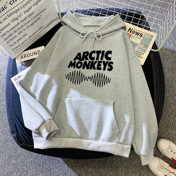Kadın Hoodies Sweatshirts Sonbahar Kış Hoodie Arctic Maymunlar Ses Dalga Basılı Mektup Polar Uzun Kollu Külük Kadın Hip Hop 230329