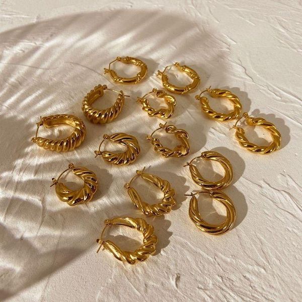 Серьги обруча 2023 Модные заявления Шифы в 18 -каратных золотых украшениях из нержавеющей стали установлены для женщин
