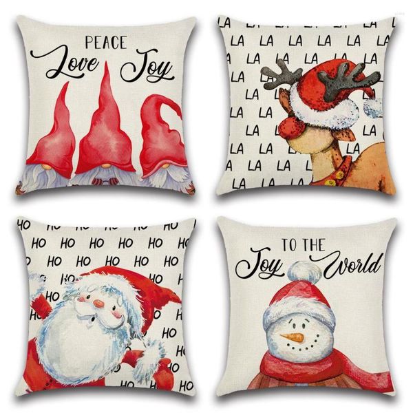 Pillow Christmas Decoration Capa Snowman Elk Papai Noel