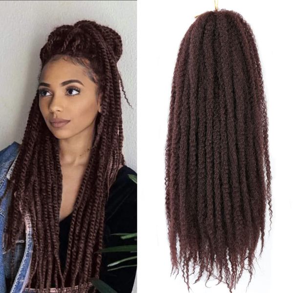 18 Zoll synthetische Marley Braids Häkelhaarverlängerung Farbe #4 Cuban Twist Afro Kinky Marley Braiding Hair