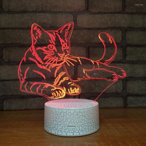 Luci notturne Kitten Touch Vision 3D Lampada a led Giocattoli per bambini adorabili dei cartoni animati Decorazione della stanza luminosa USB