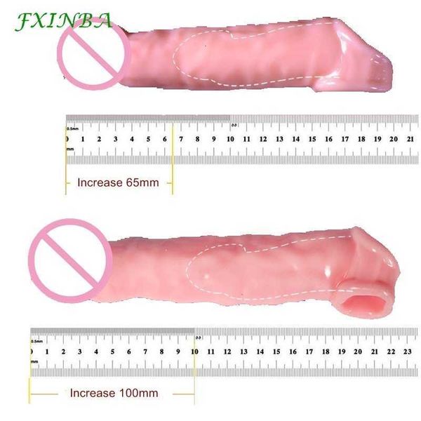 Sexspielzeug-Massagegerät, Fxinba, 20/22 cm, realistischer Penis-Hülsen-Extender, großer Schwanz, Vergrößerung, Verzögerung, Ejakulation, wiederverwendbar, Männer