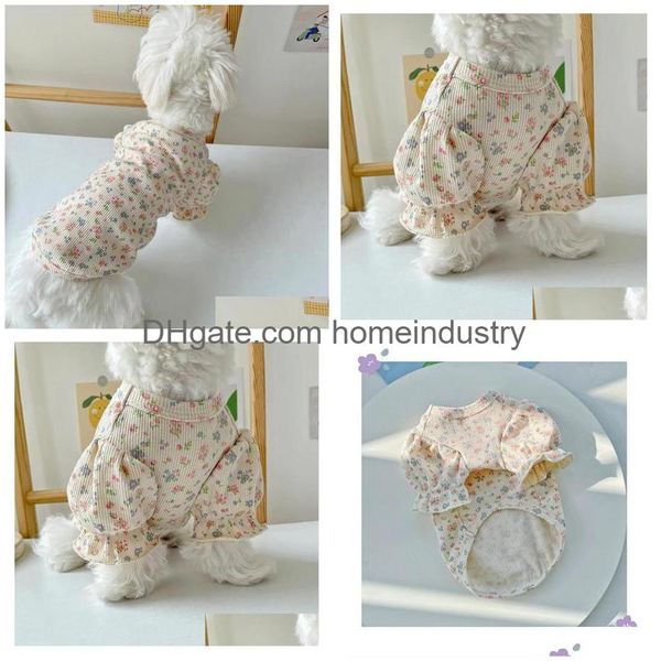 Abbigliamento per cani Maniche a sbuffo Abiti floreali per animali Cuccioli Cani di piccola taglia Gatto Bichon Teddy Schnauzer Abito primaverile ed estivo Consegna a domicilio G Dhhpv