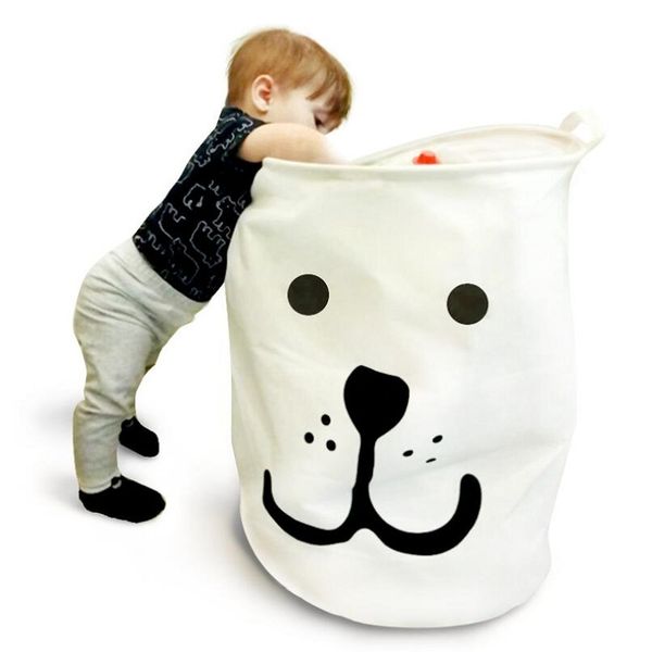 Sacos de armazenamento Stand Laundry Basket Box Box Cartoon Infantil Linho de algodão para crianças Sala SN-179Storage