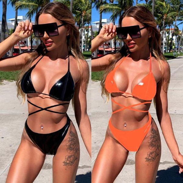 Salia de banho feminina para baixo para mulheres para mulheres Long Star Bikini Swimsuith Momens feminino Bandagem Bandagem Bandagem Papada