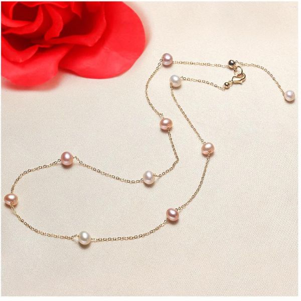 Anhänger Halsketten ANKUNFT Großhandel echte Süßwasser kultivierte natürliche Perlenkette schönes Partygeschenk für Frauen 45 cm 18 Zoll lang