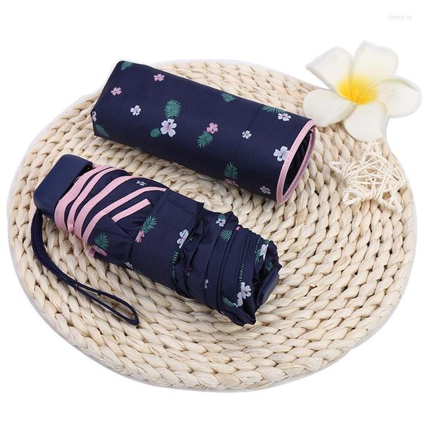 Guarda -chuvas à prova de vento Sombrilla Folding dobrável portátil tamanho pequeno paraguas mini -mulheres de bolso de bolso Anti -UV Sun Rain Parasol