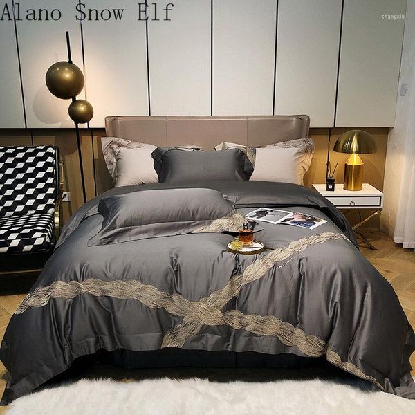 Bedding Sets 2023 100s Cotton Home Bedroom Set Capa Cama plana para adultos Edredom King Presente Bordado Tamanho do edredom