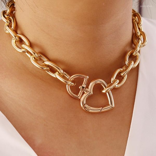 Halsband Geometrie übertrieben Herz Halskette Mode kreative Aussage für Frauen kubanische Linie Kette Großhandel Schmuck