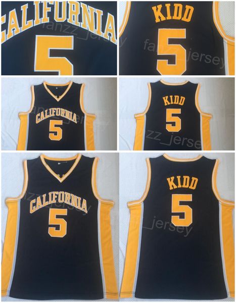 California Golden Bears 5 Jason Kidd Jersey College Basketball University Camicia Colore della squadra Nero Per gli appassionati di sport Puro cotone traspirante Ricamo e cucito NCAA