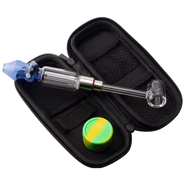 CSYC NC024 Glass Bong Rauchrohrbeutel Set 510 Quarz Banger Nagel 45/90 Grad Dabber-Werkzeug Silicon Jar Reißverschluss Gehäuse farbiger Mund verschüttetes DAB Rig-Rohre