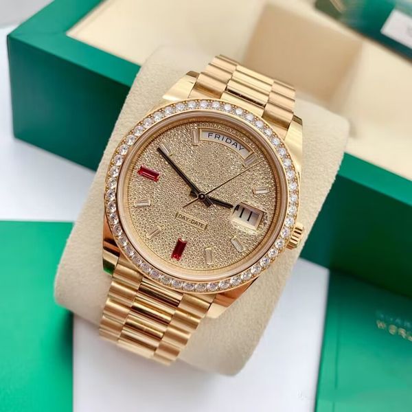 Luxus-Herrenuhr aus 18 Karat Gold, 40 mm, Designer-Armbanduhren, Diamantuhren für Herren, Valentinstag-Weihnachtsgeschenk 228348, Originalverpackung mit Karte