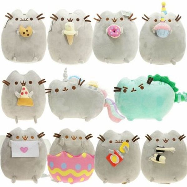 Plush Dolls 15CM Donut Cat Doll Kawaii Cartoon Toy Biscuit Ice Cream Rainbow Cake Soft Stuffed Animal Children Gift 230329
