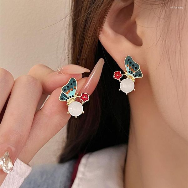 Backs Ohrringe Emaille Schmetterling kein Loch Ohrclips Ölgemälde Art Clip Ohrring ohne Piercing minimalistischen Schmuck CEtA159