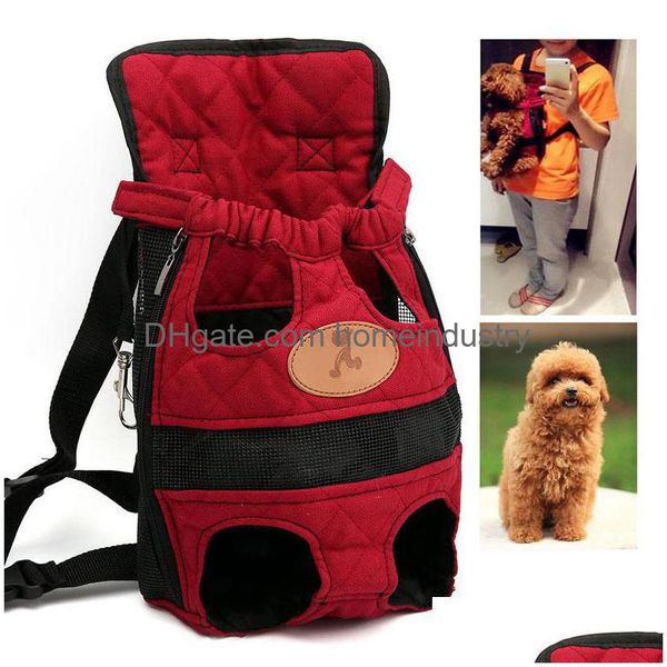 Köpek taşıyıcı evcil hayvan malzemeleri kırmızı seyahat nefes alabilen yumuşak sırt çantası açık köpek chihuahua küçük köpekler shoder sap çantaları s m l xl dhko7