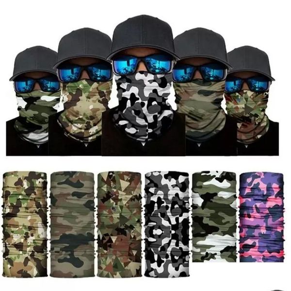 Partymasken Outdoor Seamless Magic Scarf Ski Camo Half Face Mask Bandana Neck Warmer Stirnband Turban Radfahren Drop Delivery Home Gard Dhlqc