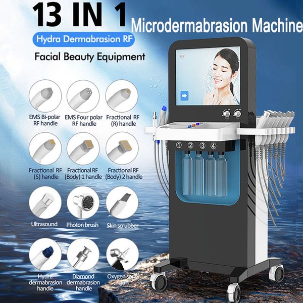 13 em 1 hydra dermoabrasão água oxigênio hidrofacial Máquina de cuidados com a pele Cuidação de face Diamante Microdermoabrasão Aqua Dispositivo de peel
