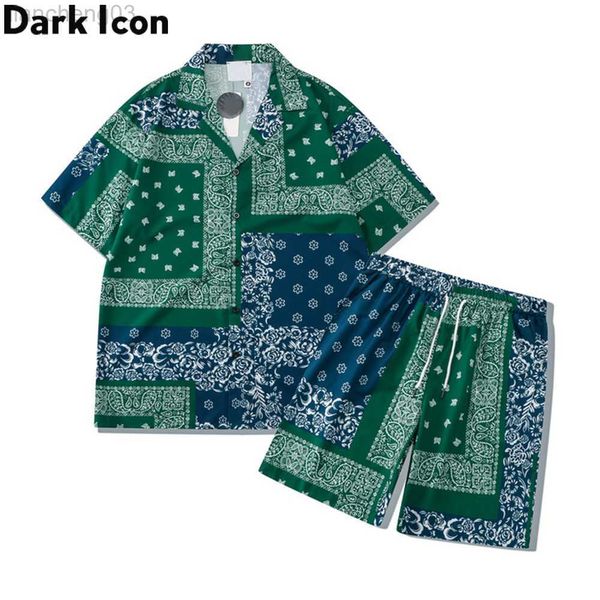 Tute da uomo Green Bandana Holiday Beach Set Uomo Donna Estate Materiale sottile Set da uomo W0329