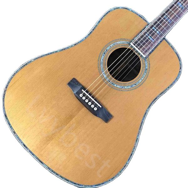 LvyBest personalizado Solid Spruce Cedar Top D45LC Dreadnought Classic Acoustic Guitar with Pickup 301