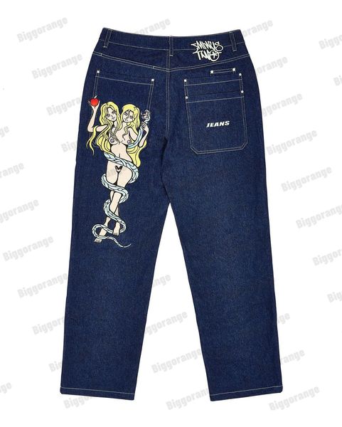 Jeans femininos y2k jeans impressos jeans harajuku jeans de jeans wo wideleg highwaisted Hiphop Troushers Ins 230329