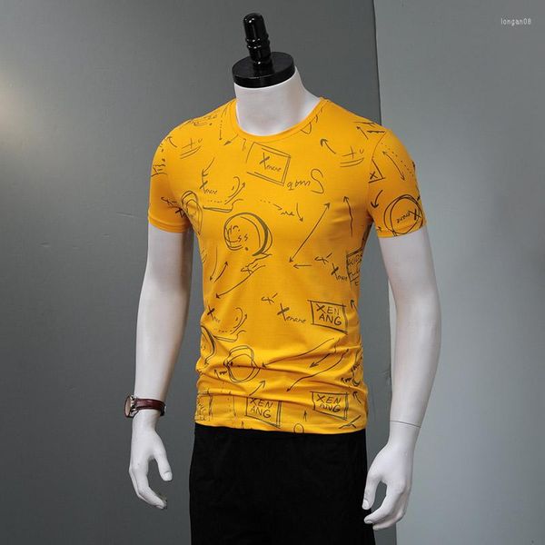 T-shirt da uomo T-shirt con stampa graffiti da uomo T-shirt a maniche corte in cotone elasticizzato Abbigliamento estivo Casual O-Collo Top grafici