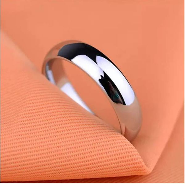 S925 gestempelt Weißgold Farbe Tibet Silber Ring Einfache 4mm Edelstahl Ringe für Männer Frauen Paar Geschenk Schmuck Zubehör