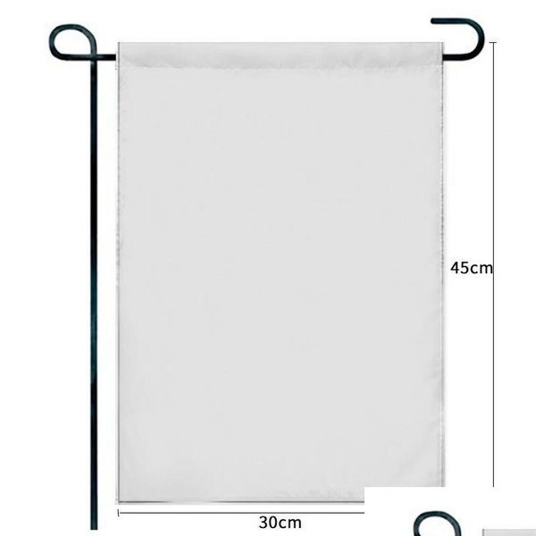 Banner Flags Blank Sublimation Garden Flag 100% poliestere 3 strati bianco triplo strato con tessuto ombreggiante nero trasferimento di calore doppio Si Dho8G