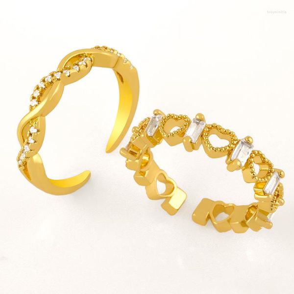 Cluster Rings Flola Crystal Heart для женщин золото, покрытая бесконечностью, открытая манжета Регулируемая женские украшения оптом RIGJ76