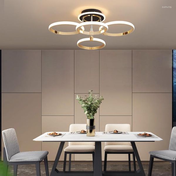 Avizeler BDG Gold/Chrome Kaplama Modern LED Chandeleir Oturma Odası Yatak Odası Ring Yemek Chandeleirs Mutfak Kapalı Işık