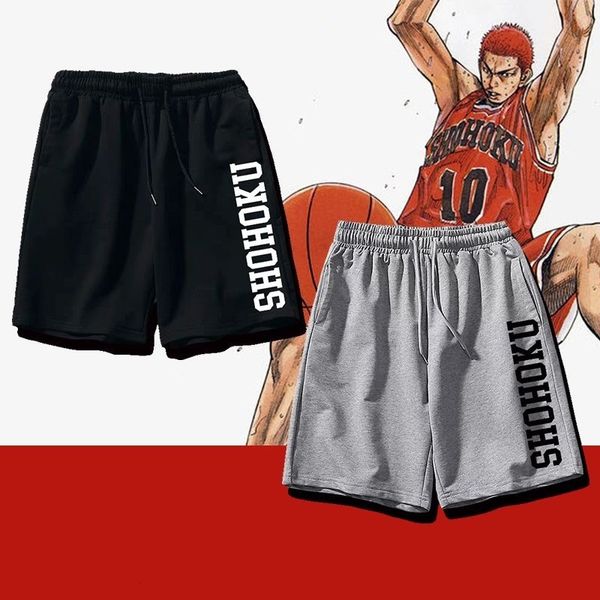 Shorts masculinos anime slam dunk shohoku sakuragi hanamichi calça homens mulheres cosplay calças de basquete solto 230329
