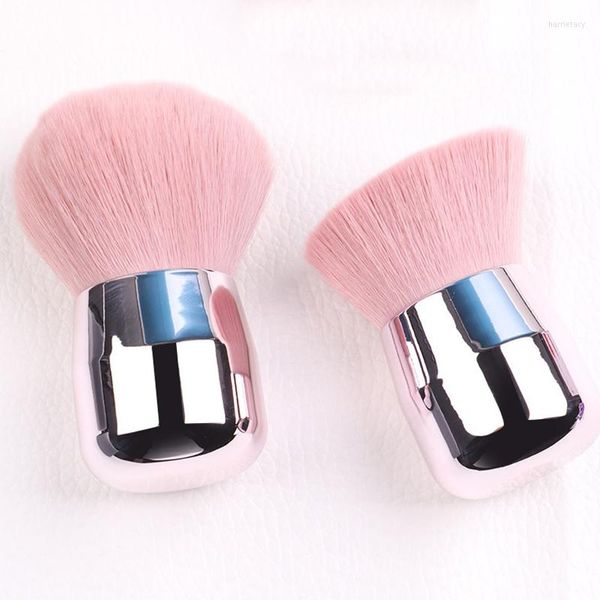 Pinceaux de maquillage Pro rose visage/corps joues doux champignon poudre brosse coudé plat Air Kabuki fard à joues Portable