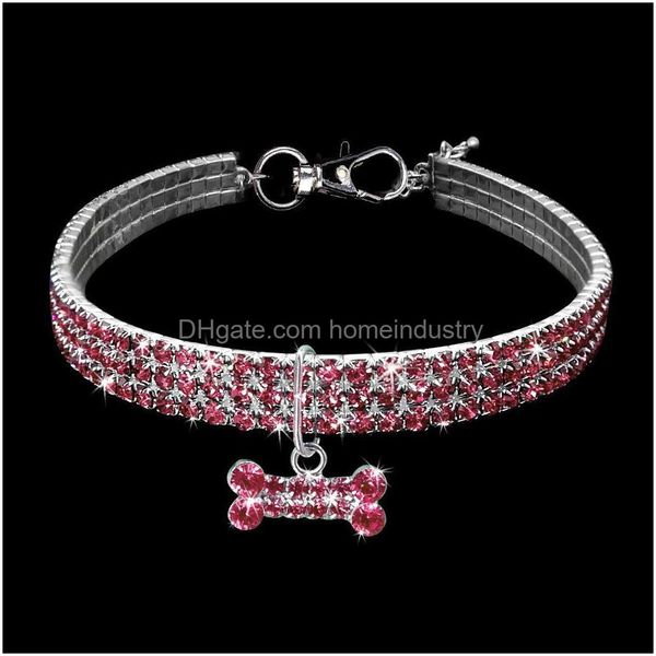 Köpek yaka tasmalar bling rhinestone pet kedi alaşım elmas köpek yavrusu küçük orta köpekler için sm l mücevher aksesuarları damla dh2dm